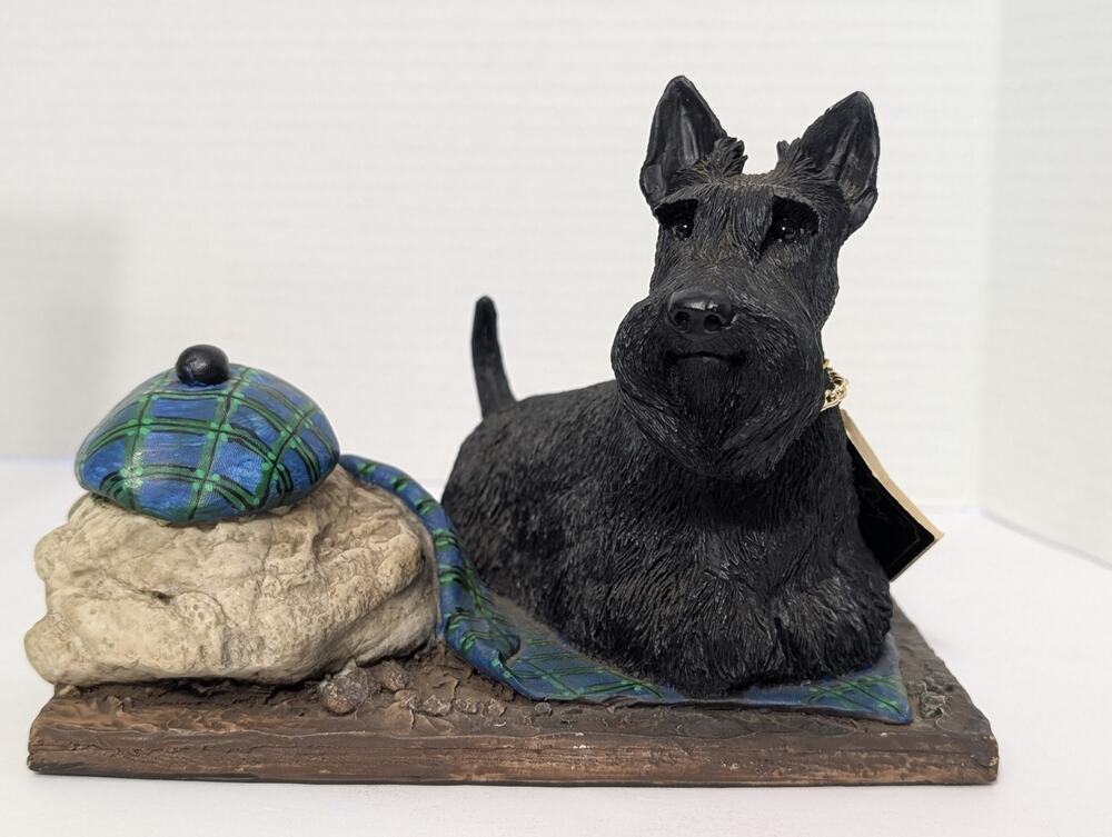 Vintage Scottish Terrier Figurine My Dog Collection Black Scottie Dog with Plaid
